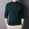 Suéter masculino de lã marca caxemira suéter meia gola alta pulôveres de malha para homens jovens slim malhas homem 231113