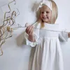 Kız Elbiseler Kız Bebek Muslin Pamuk Beyaz Elbise Yaz Çocuk Çocuklar Toddler Giyim Moda Günlük Kısa Kol Kıyafetleri Giyim