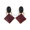 Charme Vintage Long Carré Boucle D'oreille Grandes Boucles D'oreilles Géométriques Pour Les Femmes Classique Claret Oreille Stud Goldcolor Fine Jewelry Drop Delive Dhgarden Dh4Du