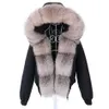 Femmes fourrure fausse MAOMAOKONG mode court réel manteau de renard naturel grand col de raton laveur hiver Parka Bomber veste imperméable 231113