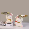 Decorative Objects Figurines Lucky Cat Statue Resin Storage Sculpture Organizing Tray Small Items Box Laughing Miniature For Home Entrance Decoration 231114