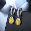 Dangle Earrings Pirmiana 2023 925 Sterling Silver Pear Shape 2.0ct/Pair Simulated Diamond CZ GemtonesWemon Jewelry