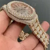 Top Clone Ap Diamond Diamonds Watch Pass Test Mouvement à quartz vvs Iced Out Sapphire Watch Mosonite Diamond Factory Deux tons naturels Top Marque Custom Dign Steel Stu