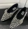 Chaussures de créateur à bout pointu pour femmes, baskets Sorrento avec diamants, strass et cristaux, baskets plates en maille extensible, 2023