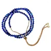 Strand Blue Lapis Lazuli Lazuli Bracelete de cristal natural Colar de contas facetadas para facete para mulheres joias de moda de garotas