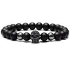 Strand 8mm Kafatası Altın Gümüş Bakır Cz Zirkon Kübik Zirkonya Boncuklar Bohem Yoga Bilezik Agate Onyx Stone Bangles ETG2