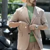 Men's Suits Men's Solid Color Single Breasted Fashion Short Sleeve Suit Jacket Summer Thin Versatile Slim Hairdresser