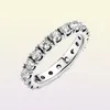 Sparkling Row Eternity Ring 925 Sterling Silver Women Mens Full CZ Diamond Wedding Gift Biżuteria do kochanków Pierścienie z oryginalnym pudełkiem 9437793