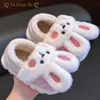 Slipper 2023 Neue Kinder Baumwolle Hausschuhe Mädchen Winter Indoor Rosa Niedlichen Kaninchen Wärme Schuhe zu Hause Junge Rutschfeste Kinder Baby Baumwolle SchuheL231114