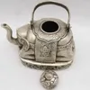 Decorative Figurines BRASS Decorated Old Handwork Tibet Silver Carve Flower Elephant Tea Pot Tools Wedding Decoration