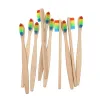Eco-Friendly Bamboo Handle Rainbow Toothbrush Health Portable Soft Hair Oral Care Supplies Oral Cleaning Care Tools 12 LL