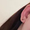 Stud Earrings Woman Fashion Jewelry AU750 18K Gold Ear Studs Ruby Diamonds