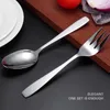 Dijksets Sets Silver Salad Lepel Fork 2 stks 304 roestvrijstalen bestek Serveer servies Set vaste kleur uniek keukengerei keuken