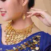 Necklace Earrings Set Two-Piece Jewelry Golden Coin Earring Kit (Gold)