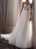 Partykleider Prinzessin Romantisches Brautkleid Ärmellos Applikationen Zurück Reißverschluss Hochzeit 2023 3D Blumen Zug Vestido De Novia