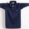 Polo da uomo camicie a maniche lunghe camicia da uomo primavera autunno taglie forti 6XL polo moda casual in cotone tinta unita nero verde blu scuro