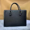 Briefcases Business Style Authentic Ostrich Skin Men's Working Briefcase Exotic Genuine Leather Code Lock Closure Male Large Laptop