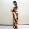 Roupas Étnicas Chegada Moda Ombro Fora Mangas Borboleta Estilo Praia Folha De Palmeira Africana Impressão Dashiki Vestido Feminino