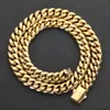 Hangende kettingen hiphop 18k gouden pvd vergulde roestvrijstalen ketting snap clasp mannen Miami Cuban link keten sieraden voor cadeau t230413