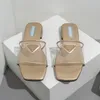 Slide Triangle Metallic Sandals Designer Slides Women Slippers Letter Chunky Heels Ladies Beach Sandal Party Wedding Slipper Fashion Low Heel Shoes78899