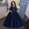 Fille robes 2023 été 4-14 ans robe de mariée demi manches princesse fleur bouffante jupe hôte Performance dentelle