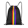 Sacos de compras Angustiado Gay Urso Orgulho Bandeira Stripe Cordão Mochila Mulheres Esporte Ginásio Sackpack Portátil LGBT GLBT Saco de Treinamento Lésbico