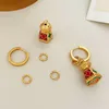 Dangle Earrings Chinese Retro A Multi-wear Enamel Dripping Oil Earring Buckle Light Luxury High Sense Fashion Temperament