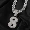 Iced Out Big Custom Name Single Letters Anhänger Bling Gold Silber Zirkonia Halskette Schmuck Geschenk