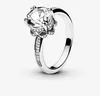Кольца-кластеры Стерлинговое серебро S925 Кольцо со сверкающими круглыми кристаллами и изысканными камнями в хрупком и нежном стиле для эмоционального прикосновения