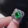 Clusterringen H621 Smaragd Ring 1,05 ct Puur 18 K Gouden Sieraden Natuurlijke Groene Edelsteen Diamant Vrouw Voor Vrouwen Fijn