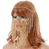 Hårklipp Boho Tassel Rhinestone Pendant Masquerade Mask Face smycken för kvinnor Vintage Crystal Sexig Cosplay Cover Eye Chain