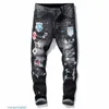 Herrdesigner Nya modecyklist Jeans Slim Fit Straight Motorcykel denim byxor för manlig storlek 28-38 5wcr