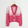 1109 2023 Autumn Märke samma stil tröja rosa långärmad v hals cardigan kvinnor kläder hög kvalitet kvinnor dl