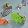 Fruit Vegetable Tools Silicone Kitchen Strainer Clip Pan Drain Rack Bowl Funnel Rice Pasta Vegetable Washing Colander Draining Excess Liquid Univers 230414