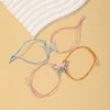 Urok bransoletki proste 2 szt./Zestaw różowy niebieski motyl elastyczna bransoletka kolorowa emalia biżuteria BFF dla miłośników przyjaźni, tj. Prezent