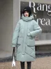 Down 2023 Kış kar yıpranma Kadınlar için katı ceket sıcak rahat gevşek kapüşonlu dişi beyaz siyah kalınlaştırıcı uzun parka 231113