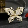 Brooches Fashionable Cubic Zircon Butterly Shiny Insect Corsage Elegant Temperament Crystal Shell Pins For Family Gift Accessori