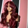 Red Color Body Wave Lace Front Wig Human Hair Wigs With Bangs Glueless Lace Frontal Wig Pre Plucked Cheap Hair Synthetic Wigs On Sale