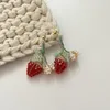 Stud Earrings 2023 Sweet Cute Red Strawberry Handmade Beaded For Women Design Sense Fresh