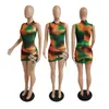 Fritidsklänningar Damklubb Sexig Bodycon Klänning Sommar Ärmlös Hollow Out Bandge Mini Clubwear Tie Dye Genomskinlig Sheer Mesh Party