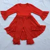 Clothing Sets Christmas Girls Clothes Kids Boutique Clothing Outfit Red Ruffle Sleeve Dress Icing Ruffle Reindeer Pants Set 231114