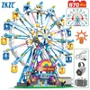 Blocks City Friends MOC Rotating Ferris Wheel Building Blocks Electric Bricks with Light Toys for Children Christmas GiftsL240118