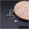 Pendant Necklaces Stethoscope Lariat Necklace Fashion Jewelry Heart and for Doctor Medical Student Gift Nurse Drop Delivery p Dhgarden Dh9zb