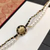 Fashionable Designer Necklace Pendant Luxury Brand Letter Copper Necklaces Men Women Silver Gold Crystal Pearl Choker Chain Collarbone Chain Jewelry