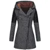 Women's Wool Blends Women's autumn and winter mid length hooded loose diagonal zipper woolen trench coat composite plush cotton jacket 231113