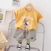 Enfants Designer Vêtements 2023 Mode D'été Survêtement Coton Respirant Imprimé Ours À Manches Courtes T-shirt Shorts Garçons Filles Bébé Deux Pièces Ensemble