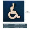Pendant Necklaces Wheelchair Handicap Sign Gold Color Pendant Necklace For Women Men Hip Hop Chain Cubic Zirconia Rock Rapper Jewelry T230413