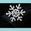 Feest Gefoort Kerst Crystal Snowflake Broche Gunsten Sier Rhinestone Alloy Broches Xmas Pins Clips Pin Pin Vrouwen Kinderen Geschenkdruppel Del Dhiru