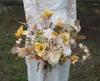 Kwiaty ślubne Janevini Vintage Fall Failled Yellow Bridal Buquets Fleurs Soie Fleur Artificielle Mariage Autumn Bride Flower