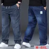 Jeans masculinos 8xl Jeans azul de tamanho grande masculino calça jeans reta Homens mais jeans de calça calça solta calças causais masculino jeans preto 230414